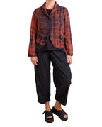 Mieko Mintz Shibori Tie Dye Kantha Cropped Basic Jacket in Burnt Orange