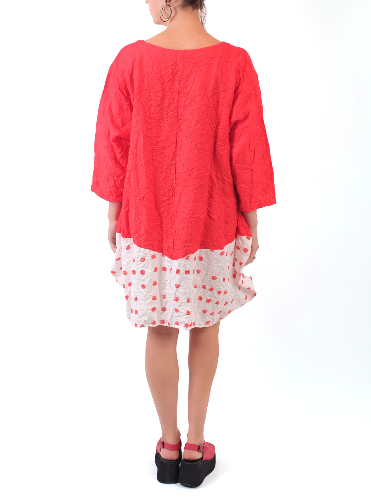 Dress To Kill Red Crush Mix Dot Bell Tunic