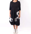 Alembika Black Short Sleeve Dress with Polka Dot Mix