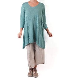  Grizas Teal Linen Knit Tunic