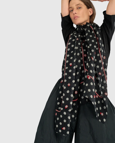 Alembika Wool Silk Scarf in Dots