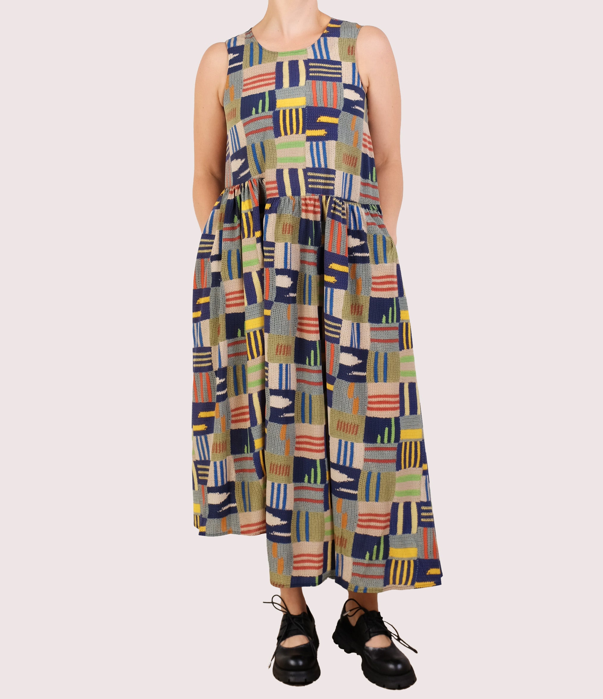 Serienumerica Asymmetric Dress in Printed Silk