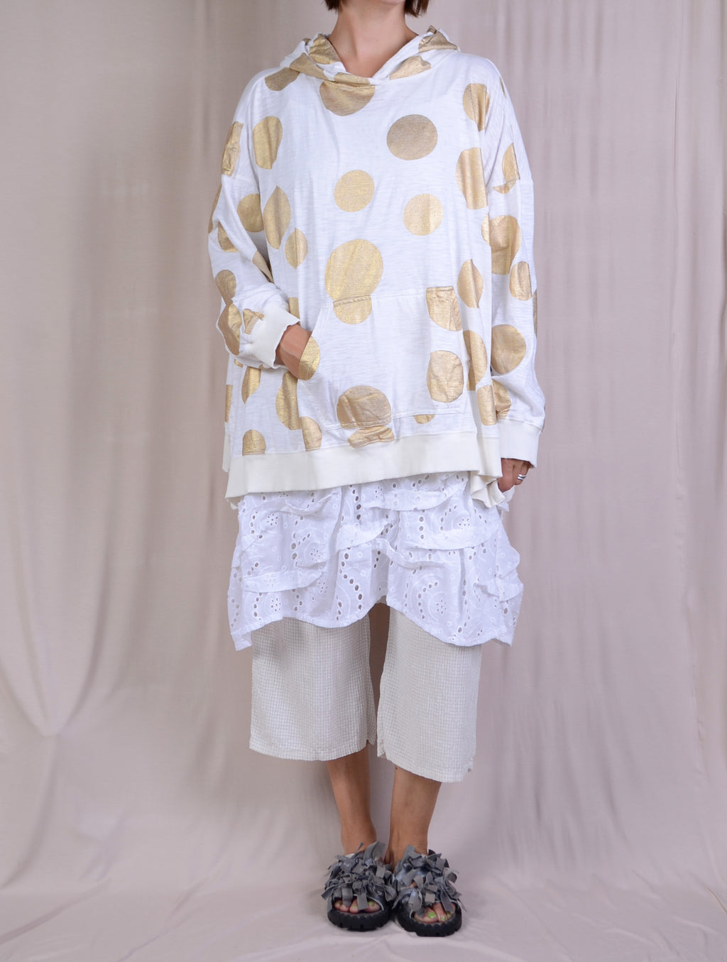 Krista Larson Bode Sweatshirt in Gold Polka Dots