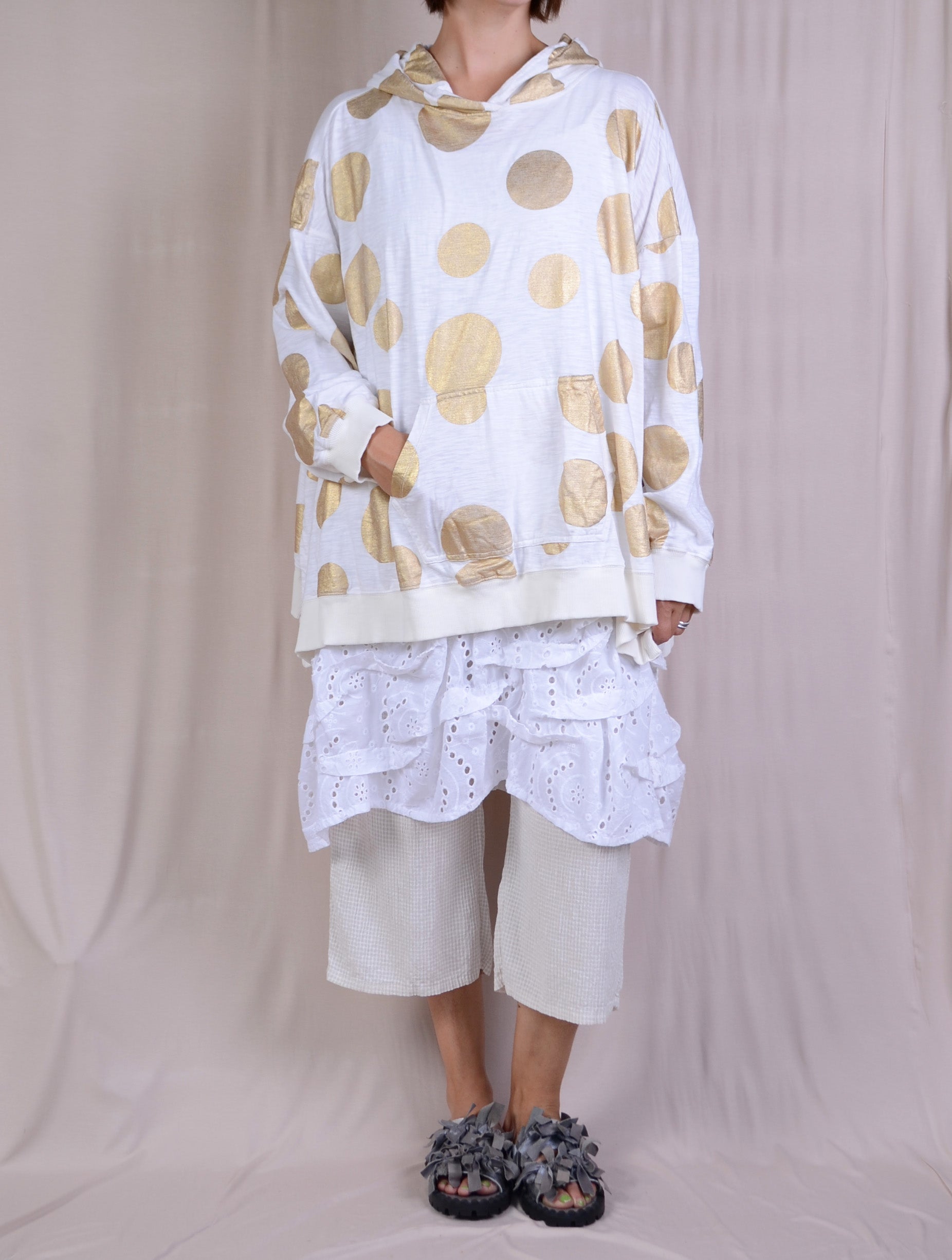 Krista Larson Bode Sweatshirt in Gold Polka Dots