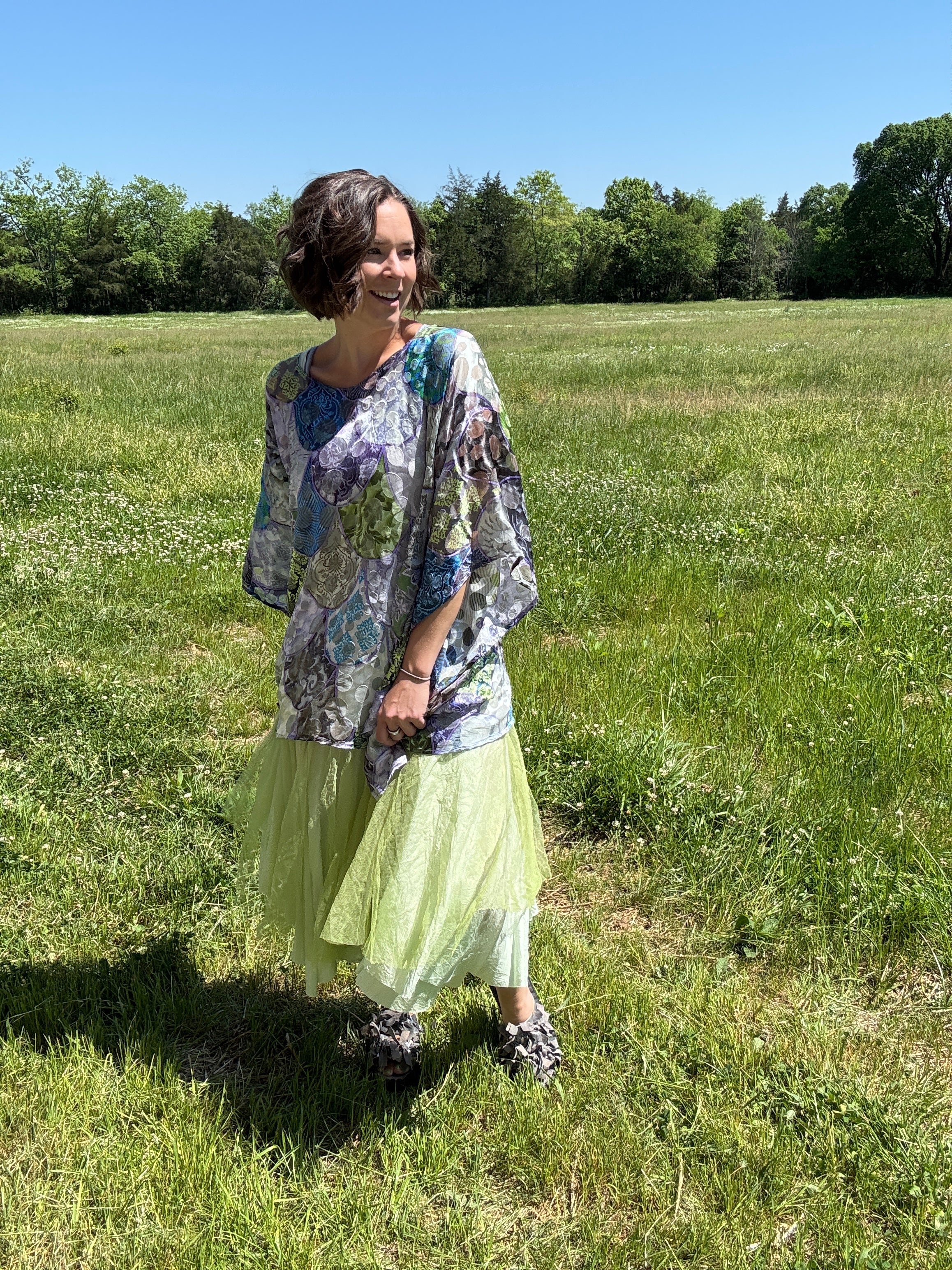 Burnout Silk One Size Drape Top