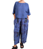 Mieko Mintz Cloud Tie Dye Floral Kantha Tucked Gather Pants
