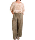 Jaded Gypsy Softly Worn Eyelet Top in Oatmeal