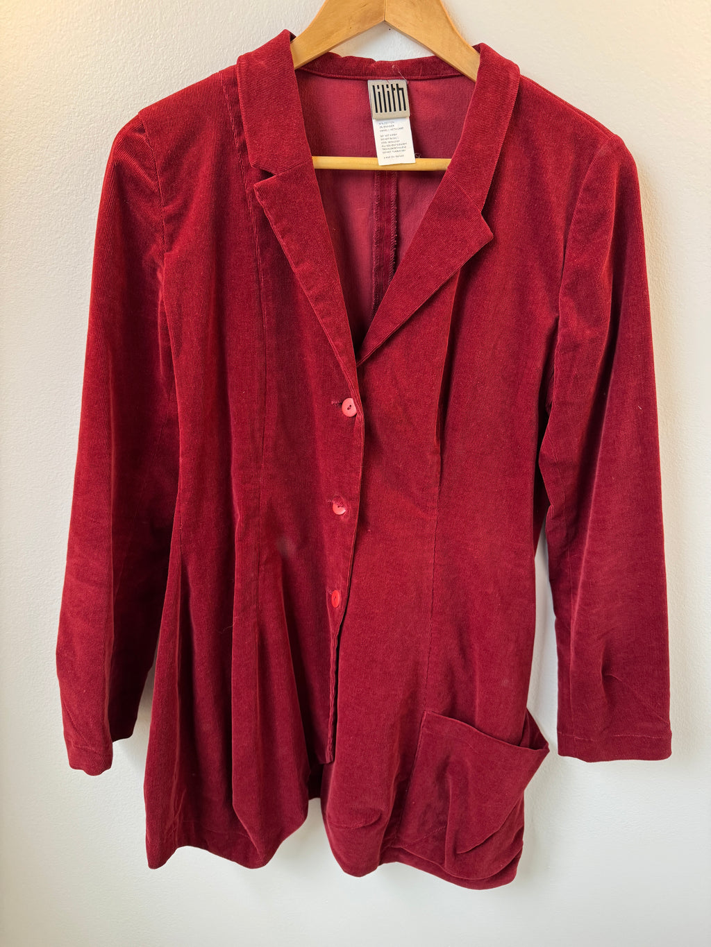 T2T Lilith Red Corduroy Jacket Small