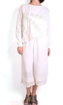  Krista Larson Crop Daphne Long Sleeve T in Cream