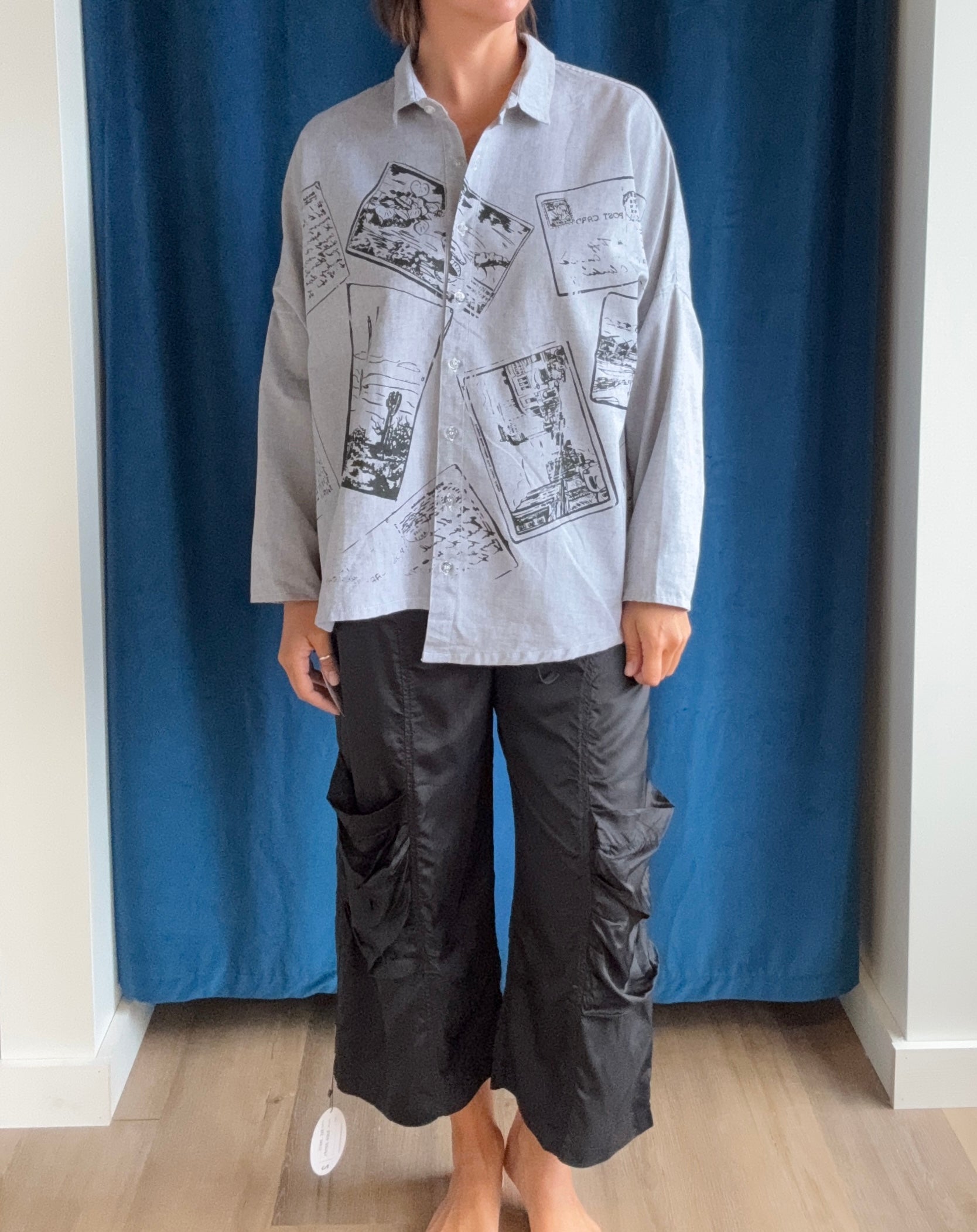 Paper Temples Asymo Top in Pepper Postcards