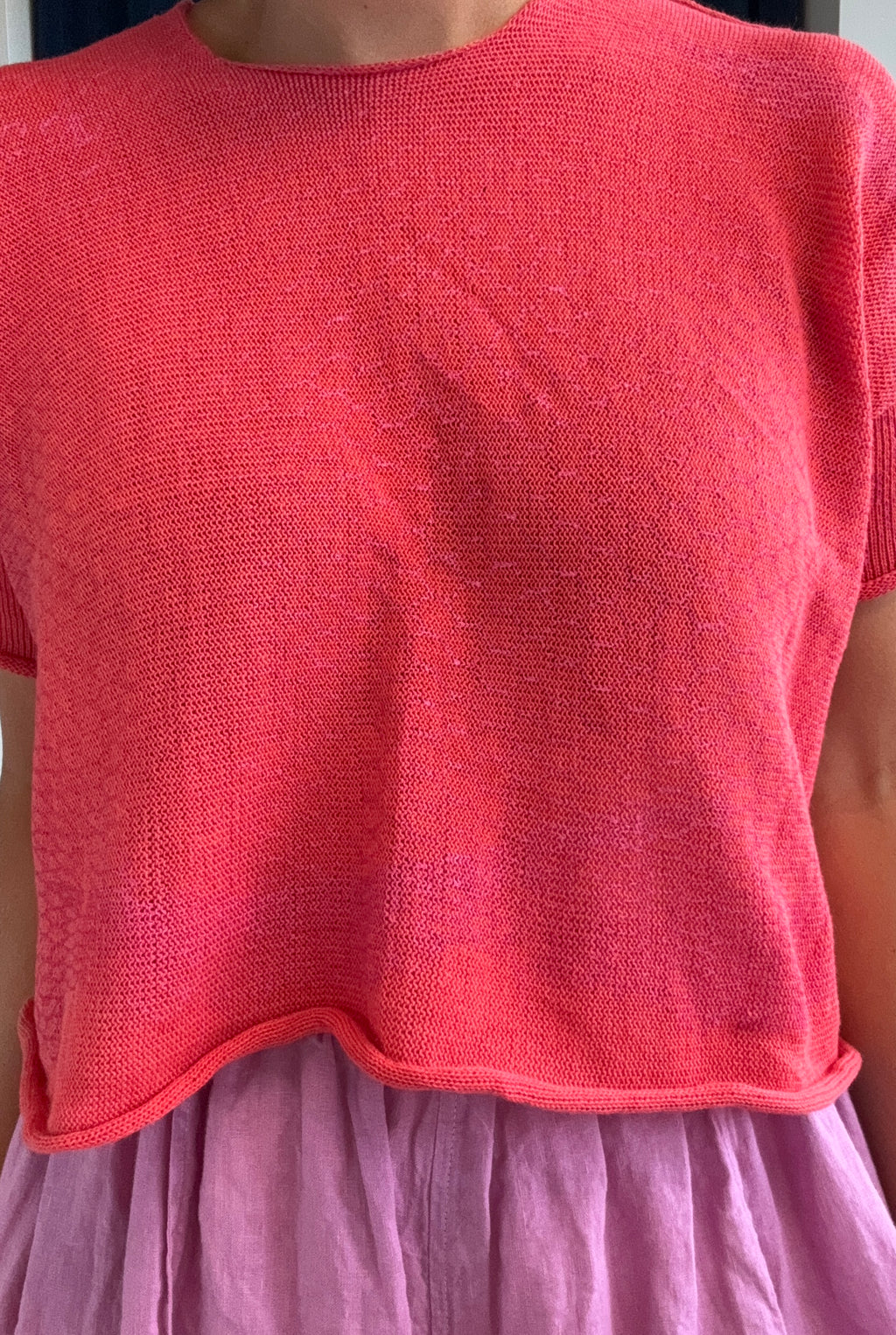 Paper Temples Boba Pullover in Coral Mesh