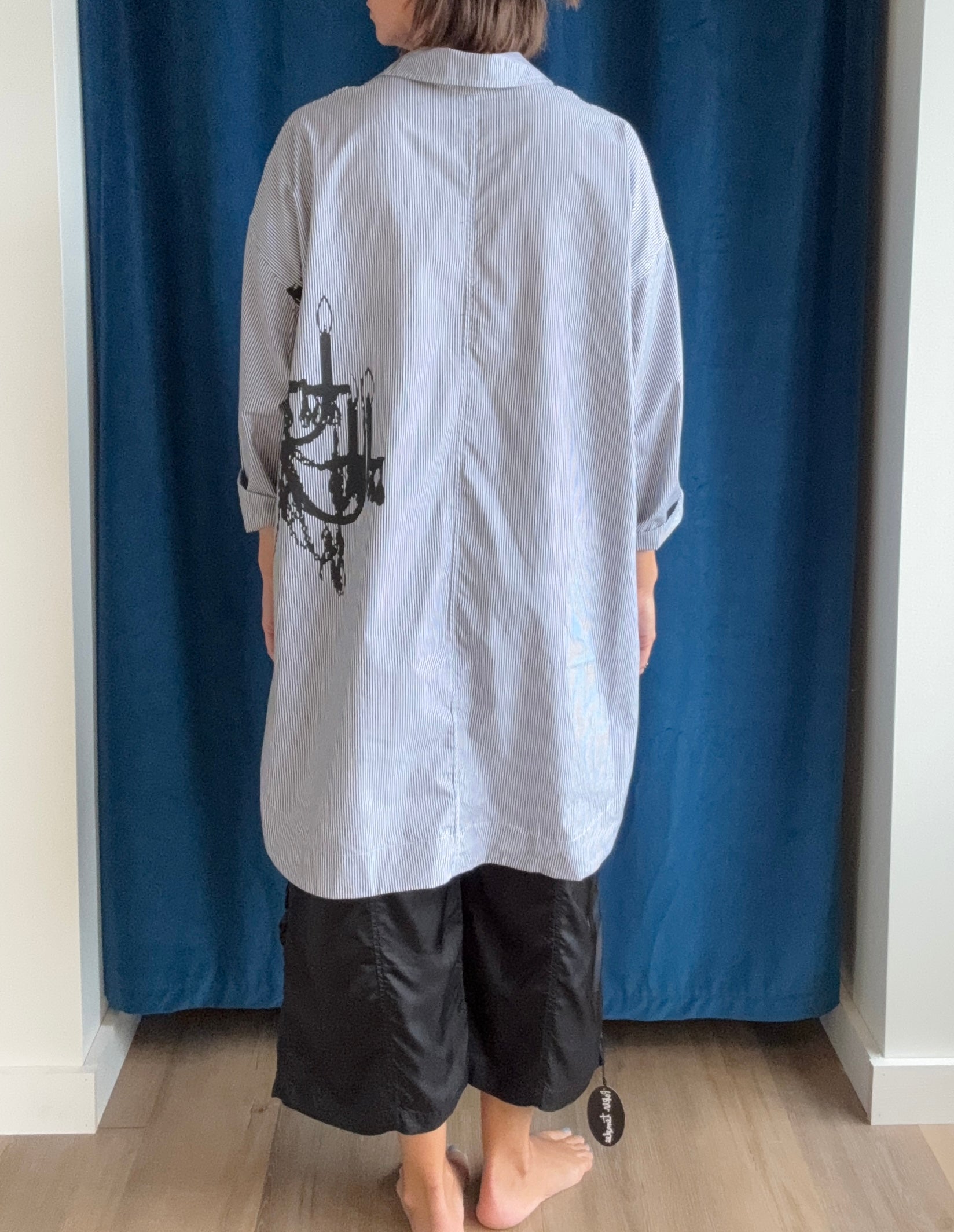 Paper Temples LC Tunic in Black Stripe/Chandelier
