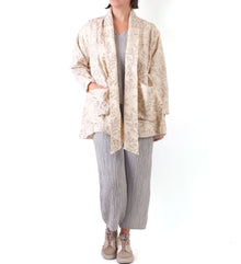  Krista Larson Billowy Cardigan in Oat Leaves Embroidered Cotton