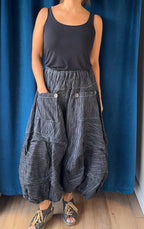 Bodil Black with White Pinstripe Full Pants