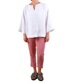 Cutloose Split Neck Pullover in White