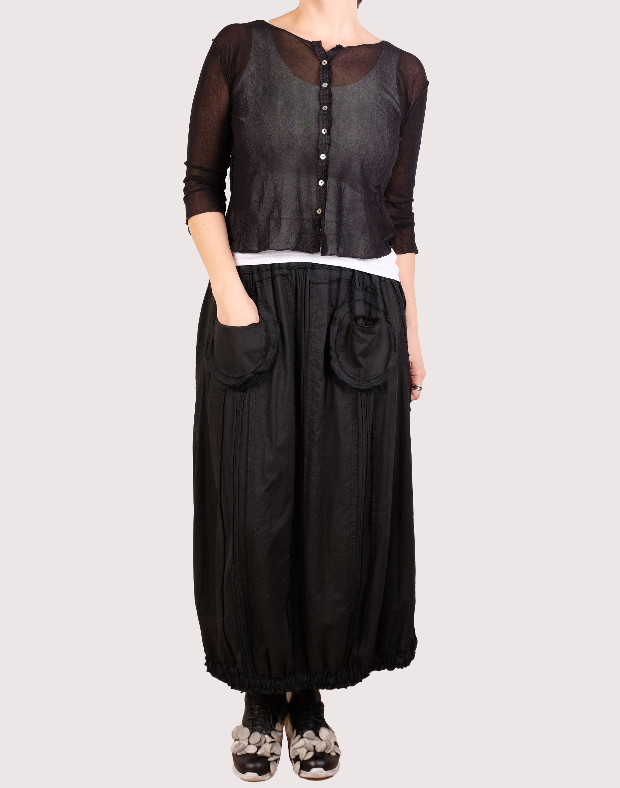 Robin Kaplan Black Crop Mesh Cardigan