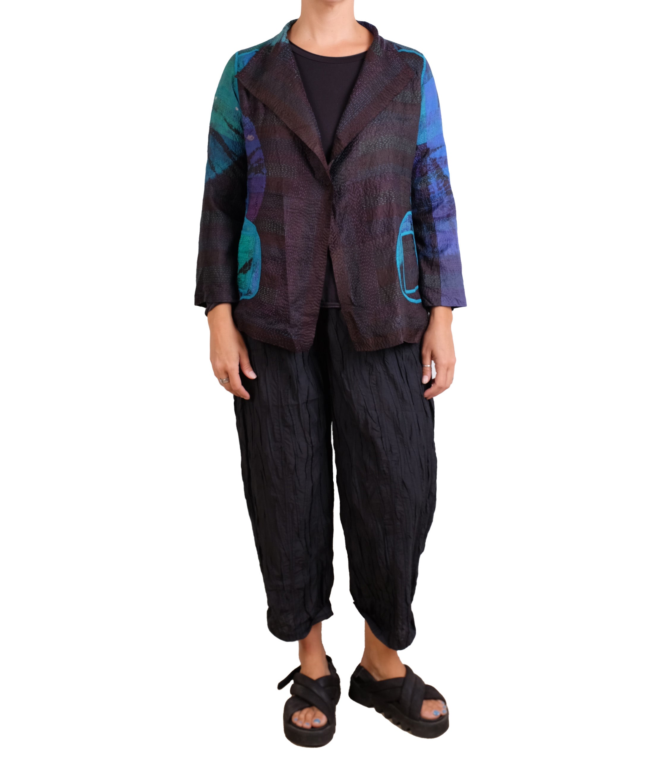 Mieko Mintz Tie Dye Circle Shibori Kantha Short Jacket