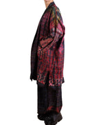Mieko Mintz Tie Dye Vintage Silk Kantha New Kimono Long Wrap in Maroon