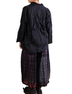 Mieko Mintz Polished Cotton Wavy Tuck Pullover In Black