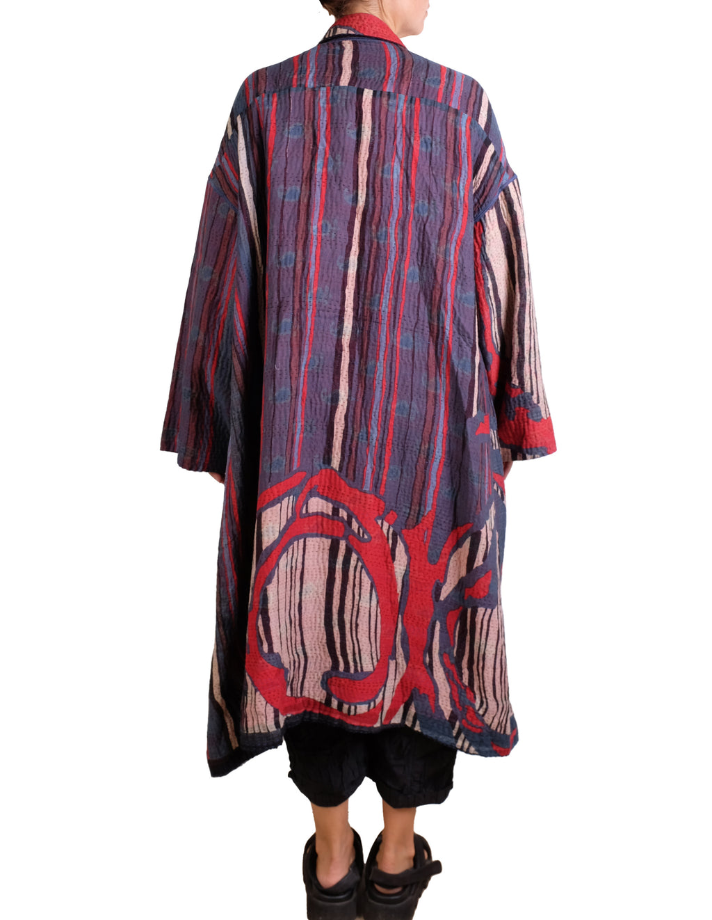 Mieko Mintz Stripe And Bends Kantha New Oversized Coat