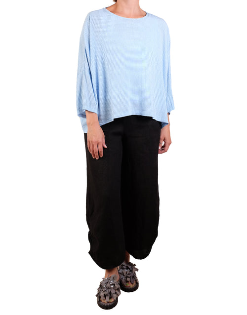 Cutloose Crinkle Check Crop Top in Bellflower