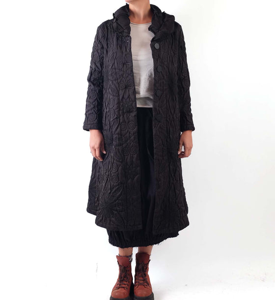 Vanite Couture Quilted Coat in Black