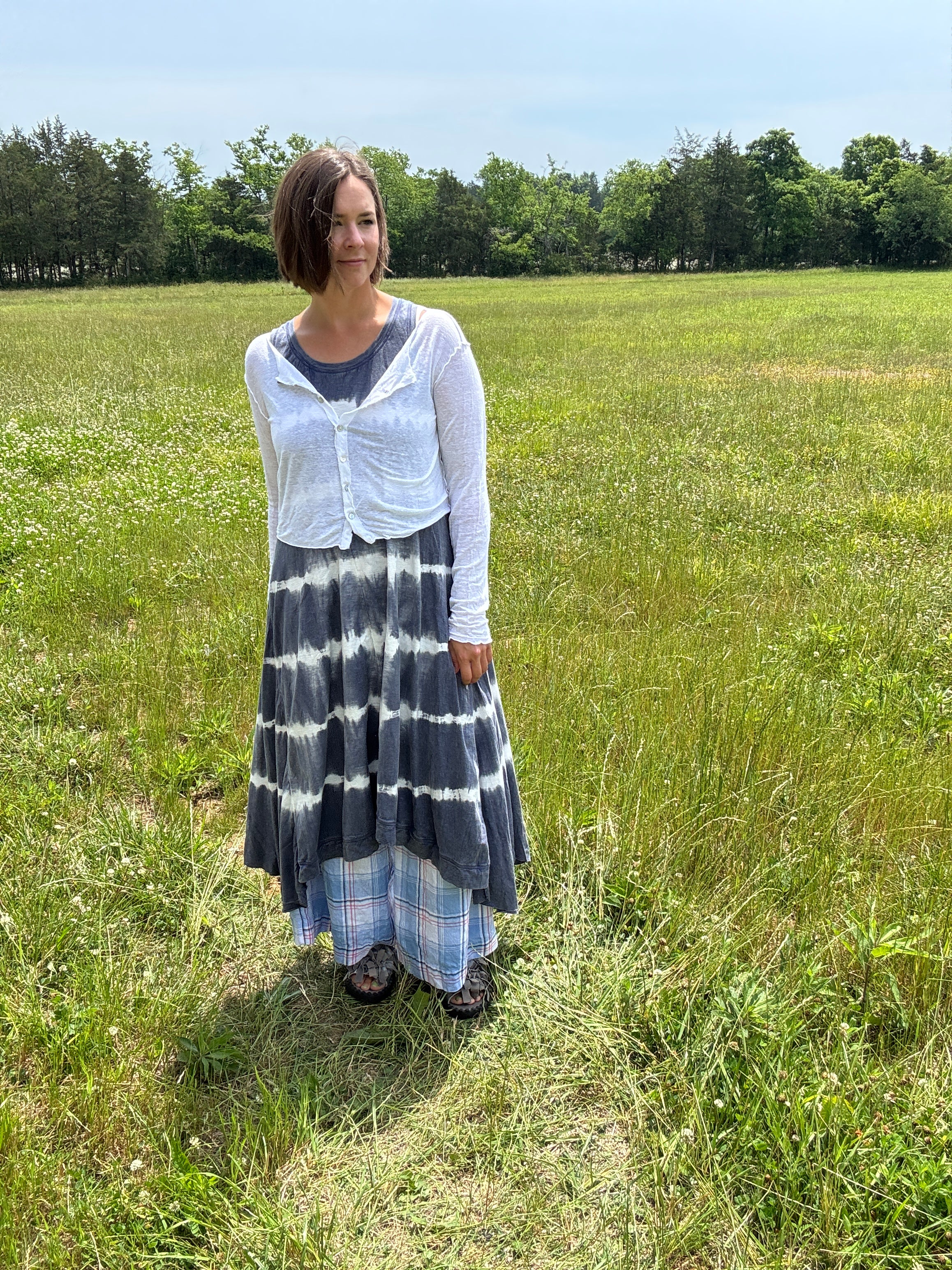 Krista Larson Long Ballet Slip in Lapis Stripe Tie Dye