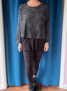  Krista Larson Crop Applique LS Tee in Faded Black