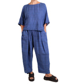 Mieko Mintz Cloud Tie Dye Floral Kantha Tucked Gather Pants