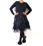 Mara Gibbucci Black Dress with Tulle Hem