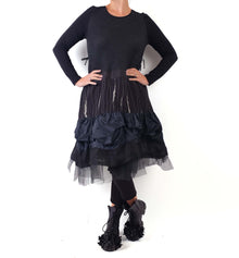  Mara Gibbucci Black Dress with Tulle Hem