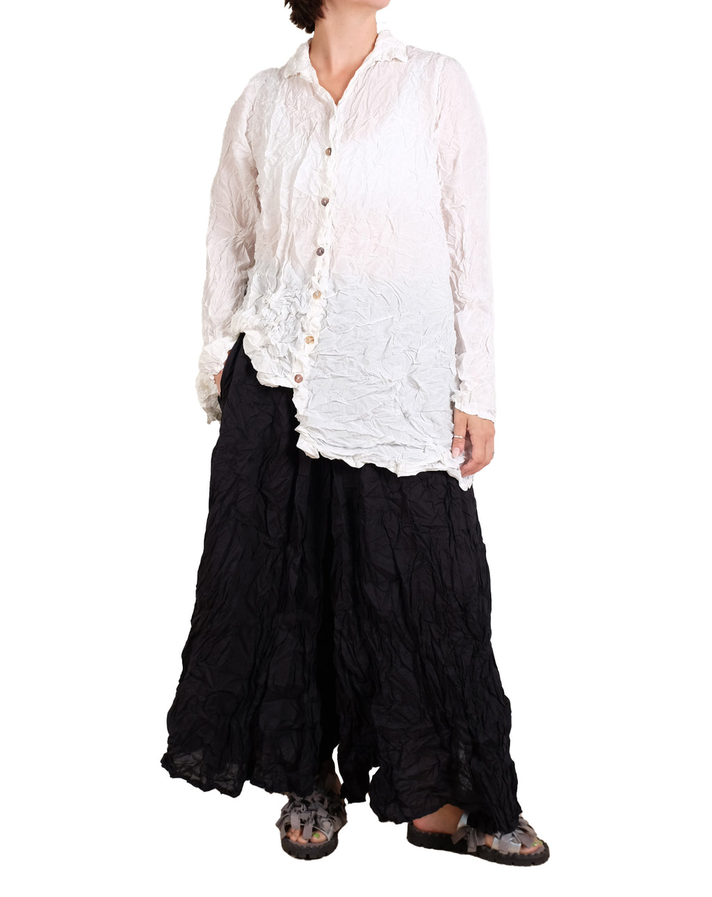 Privatsachen WerkKnitt Crinkle Silk Blouse in White