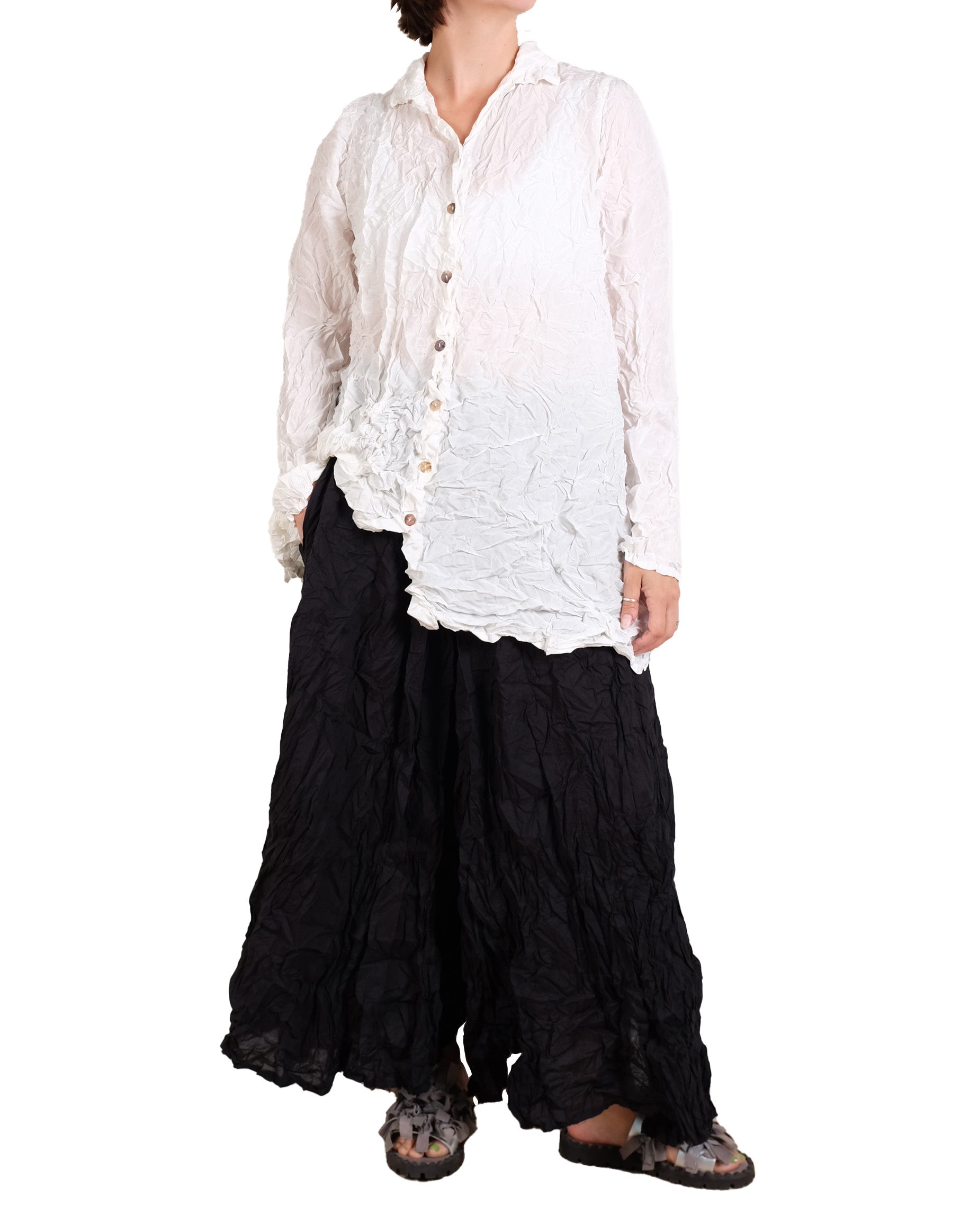 Privatsachen WerkKnitt Crinkle Silk Blouse in White