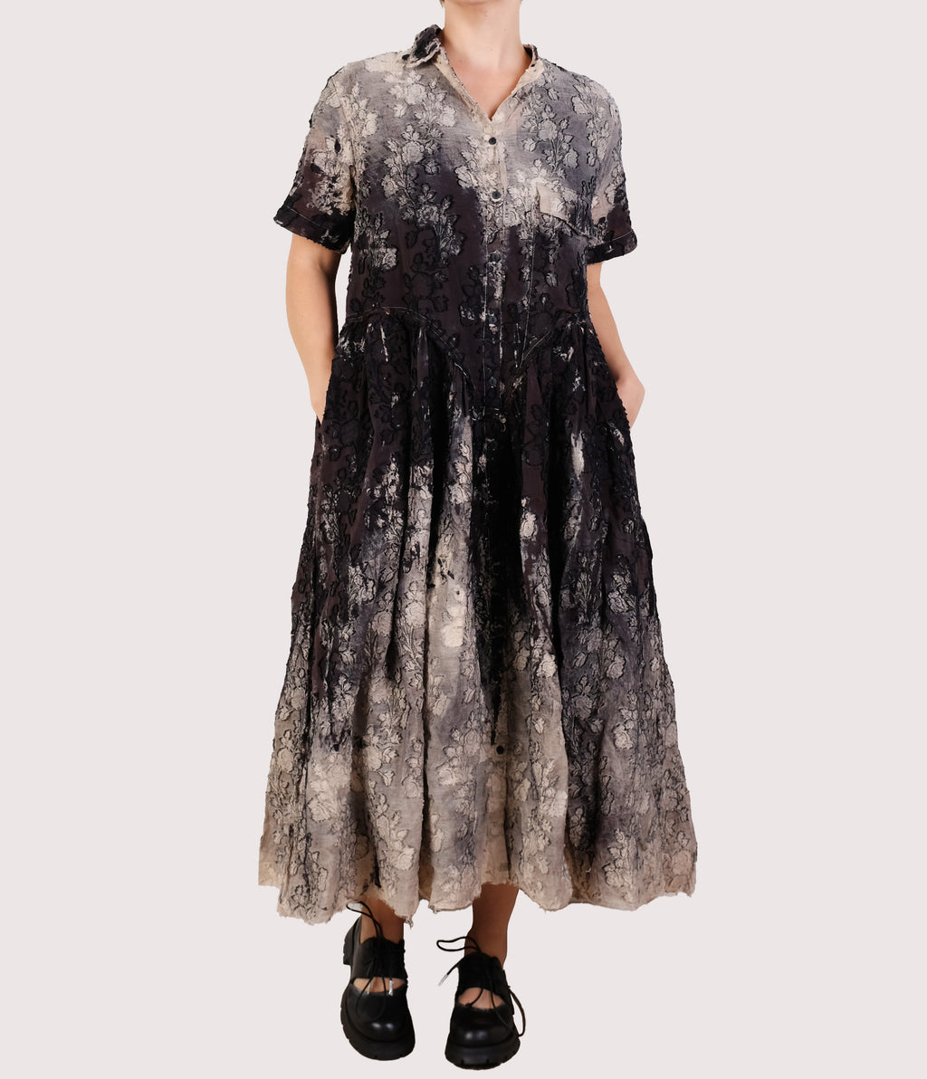 Serienumerica Shirt Dress With Gathered Skirt