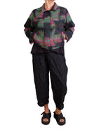 Mieko Mintz Vintage Cotton Grey Clamp Tie Dye Kantha Trucker Jacket