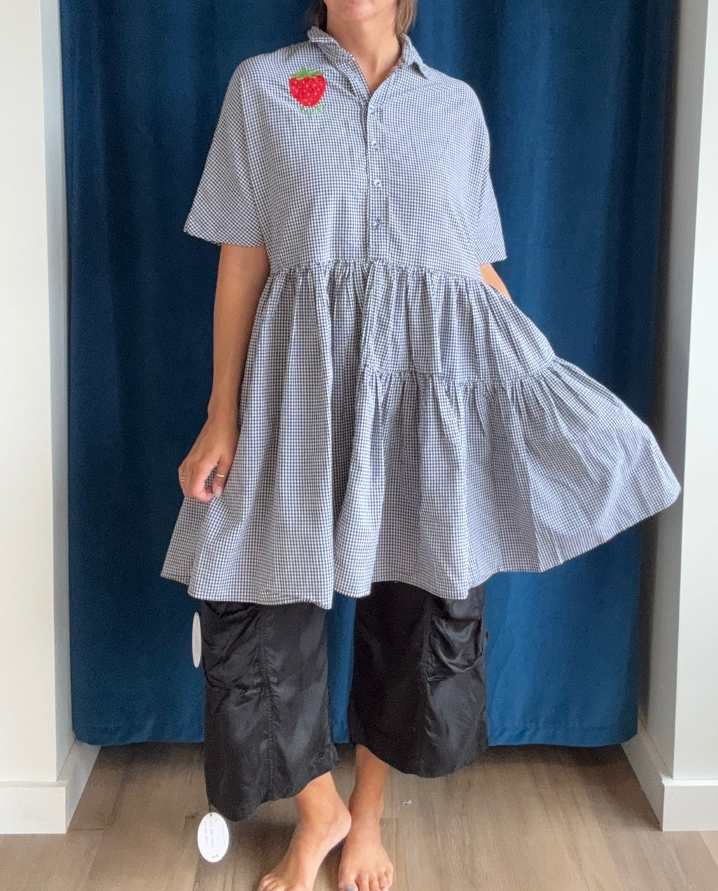 Paper Temples Rara Dress in Gingham Embroidery