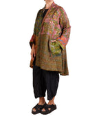 Mieko Mintz Vintage Silk Kantha Kimono Long Jacket