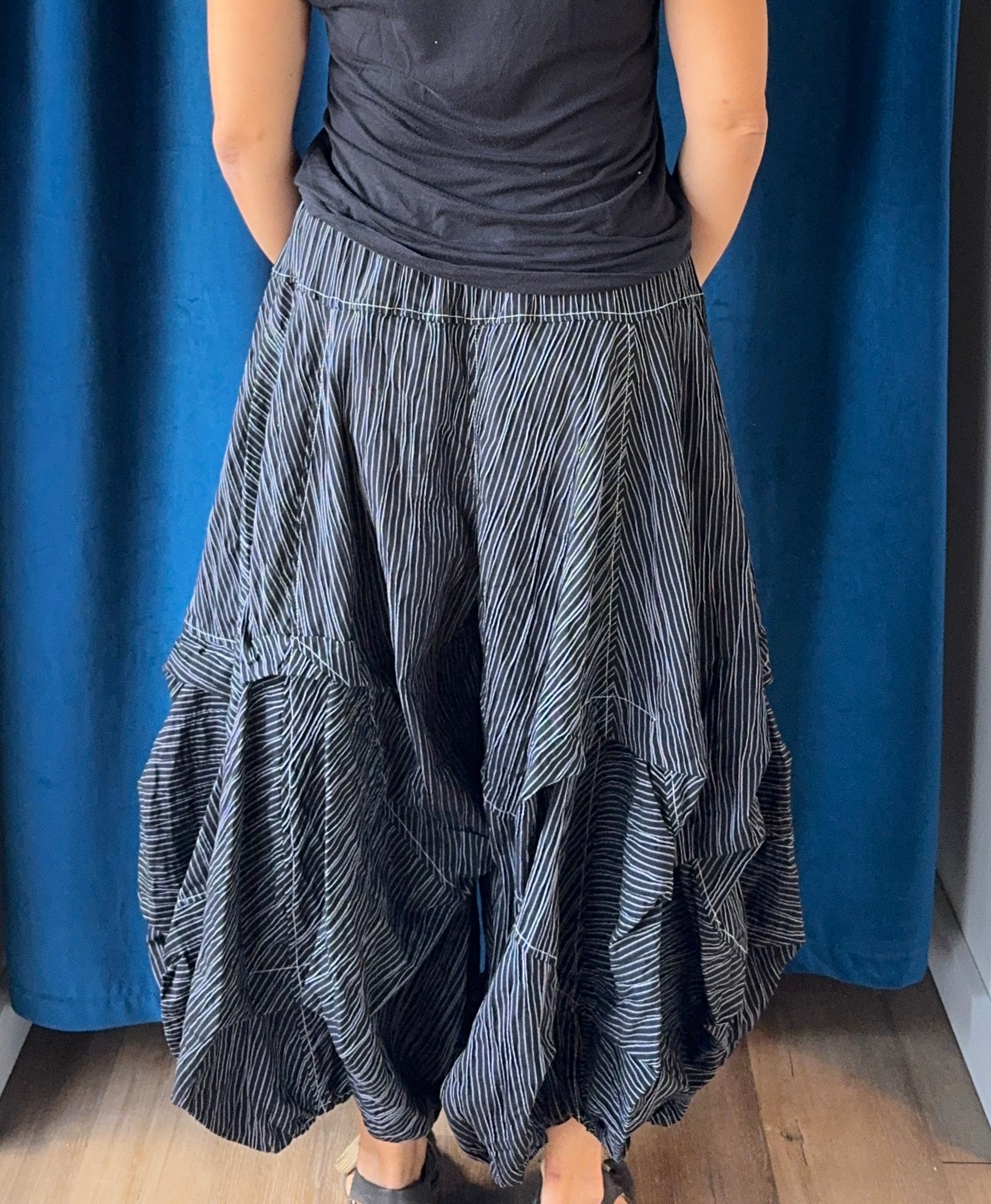 Bodil Black with White Pinstripe Full Pants