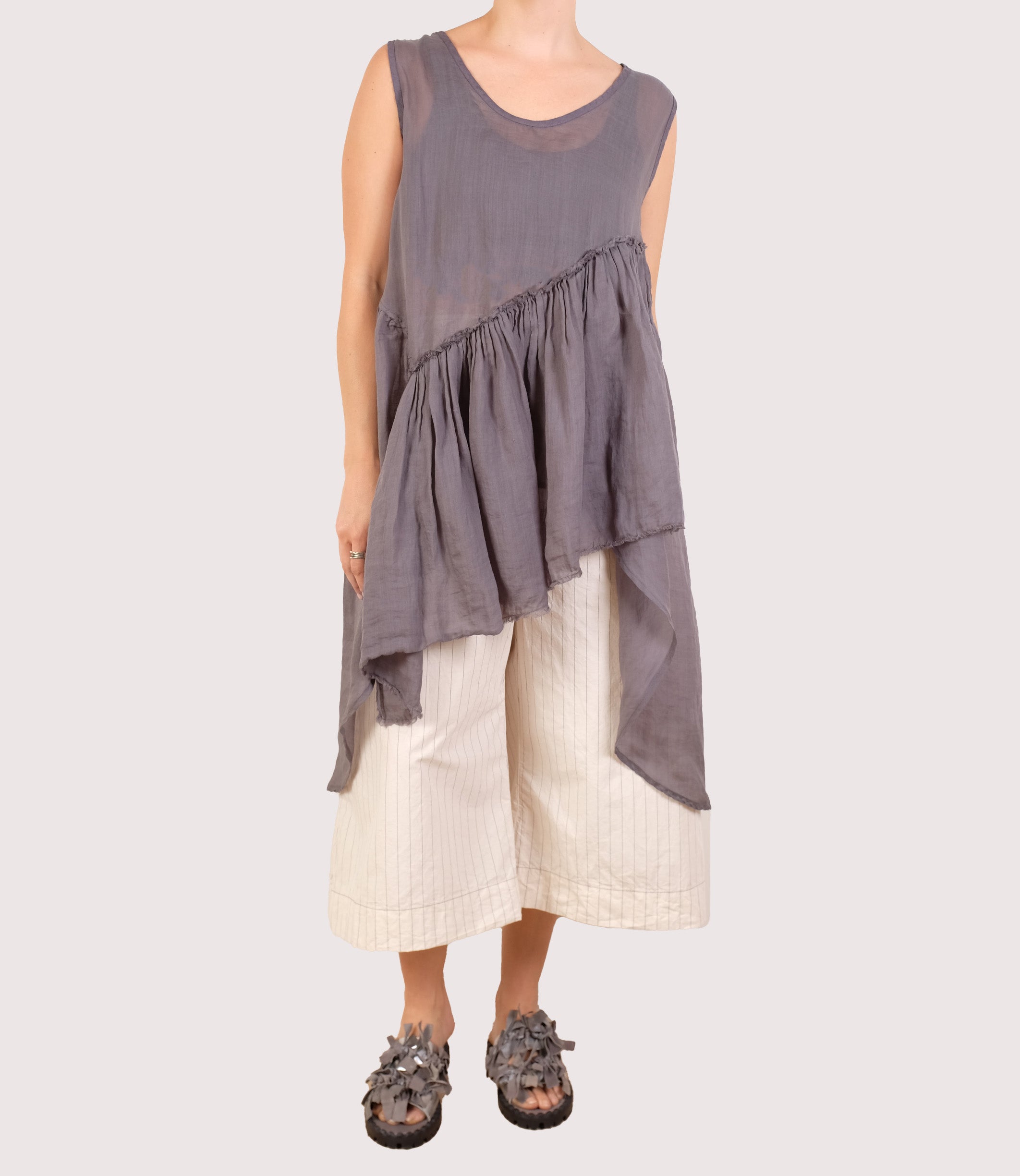 Bodil Graphite Ruffle Tank Dress