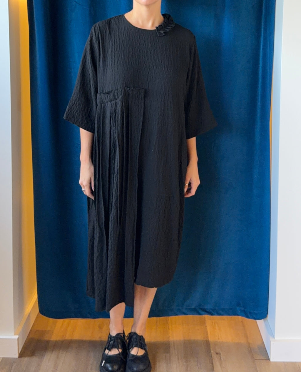 Gershon Bram Black Dress with Ruffle