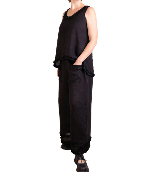 Bodil Pant with Ruffles in Black