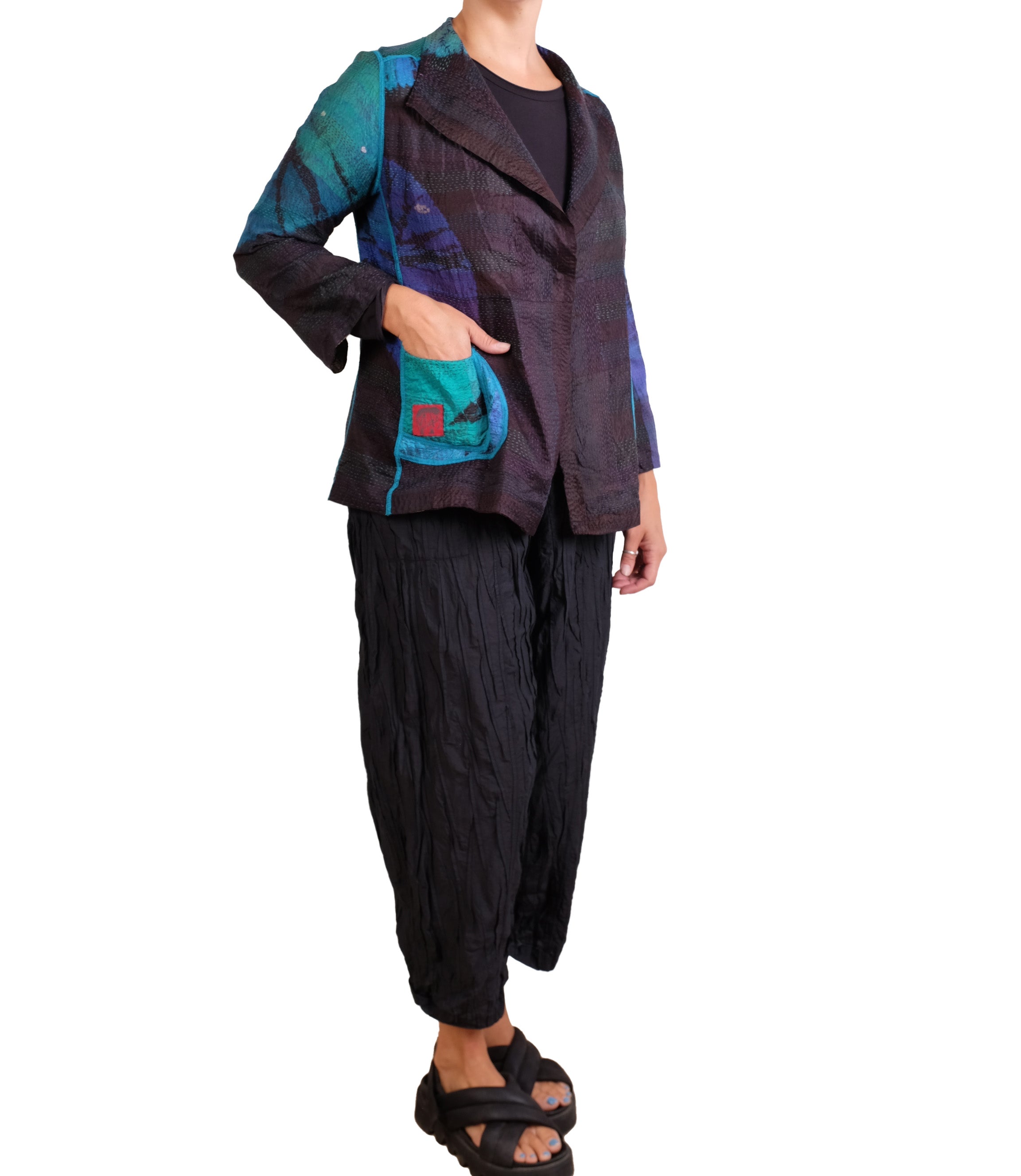 Mieko Mintz Tie Dye Circle Shibori Kantha Short Jacket