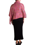 Vintage Silk Kantha Cowl Neck Long Cape in Pinks