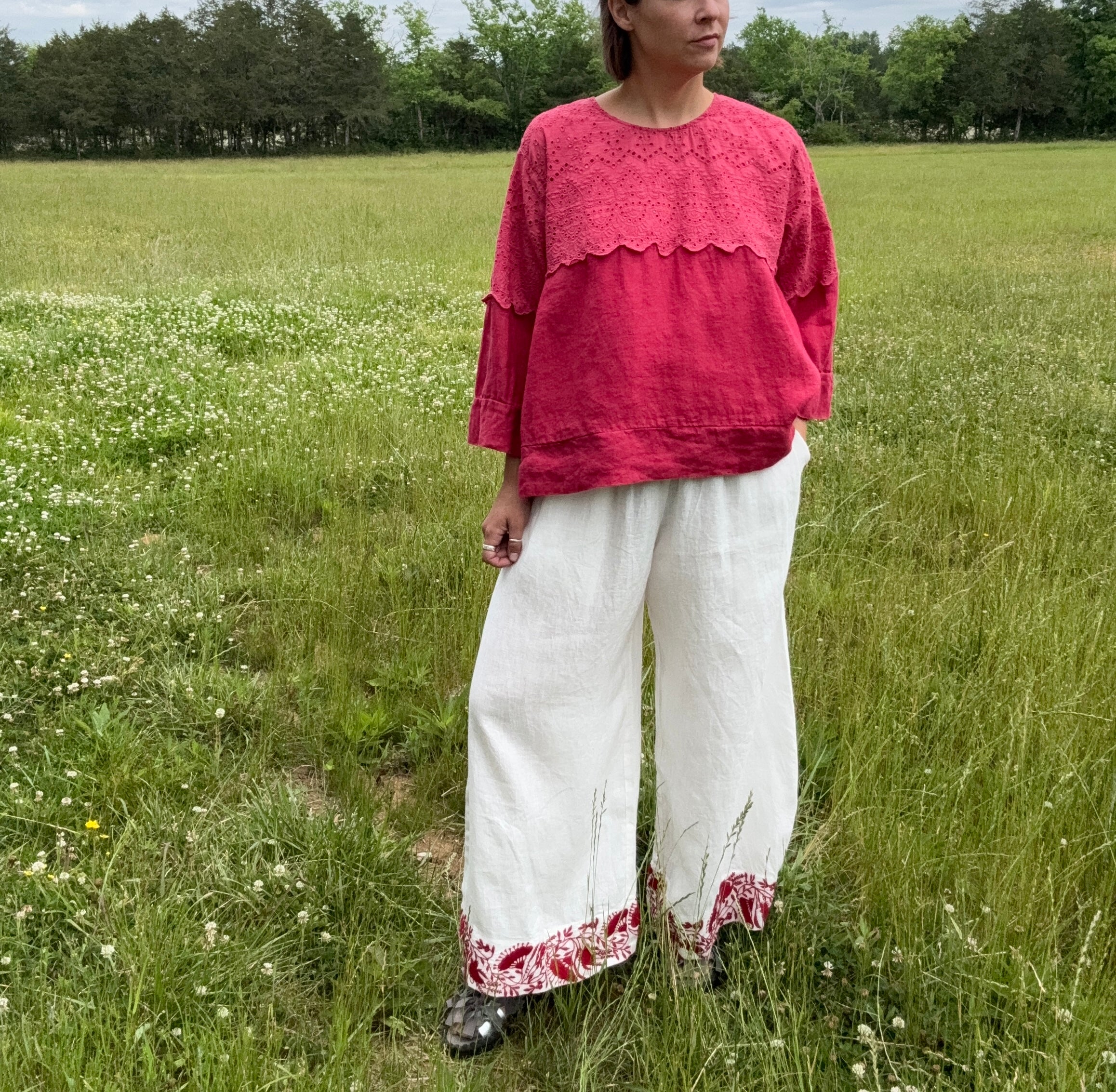 Krista Larson Eloise Shirt in Valentine Linen