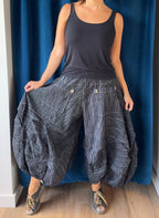 Bodil Black with White Pinstripe Full Pants
