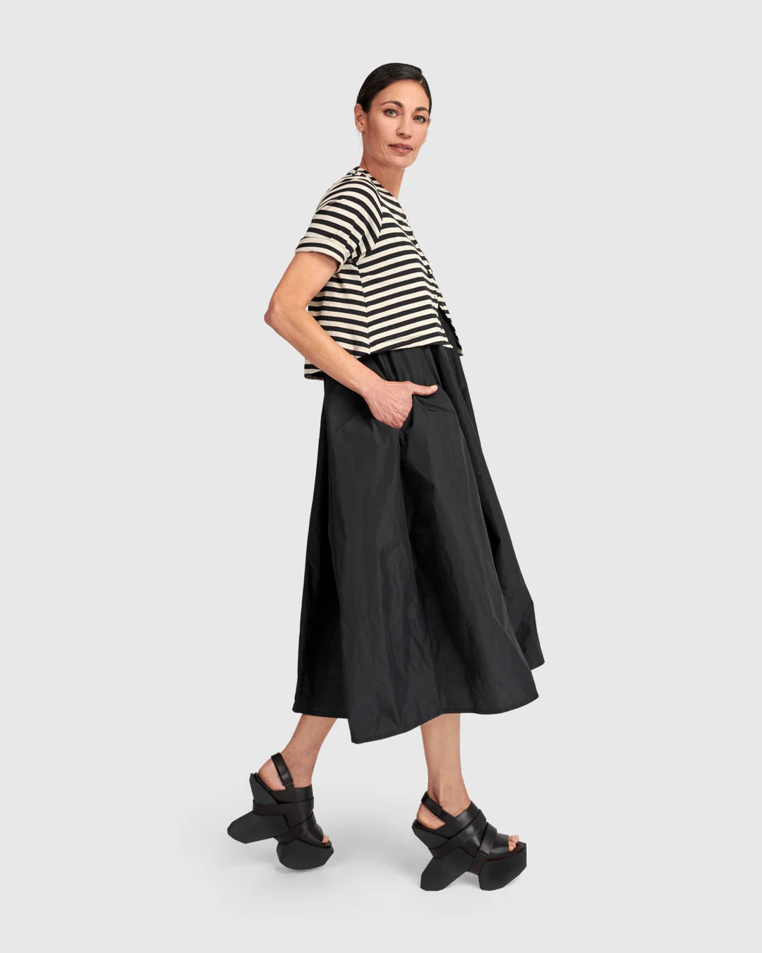 Alembika Black with Stripe Cardy Dress