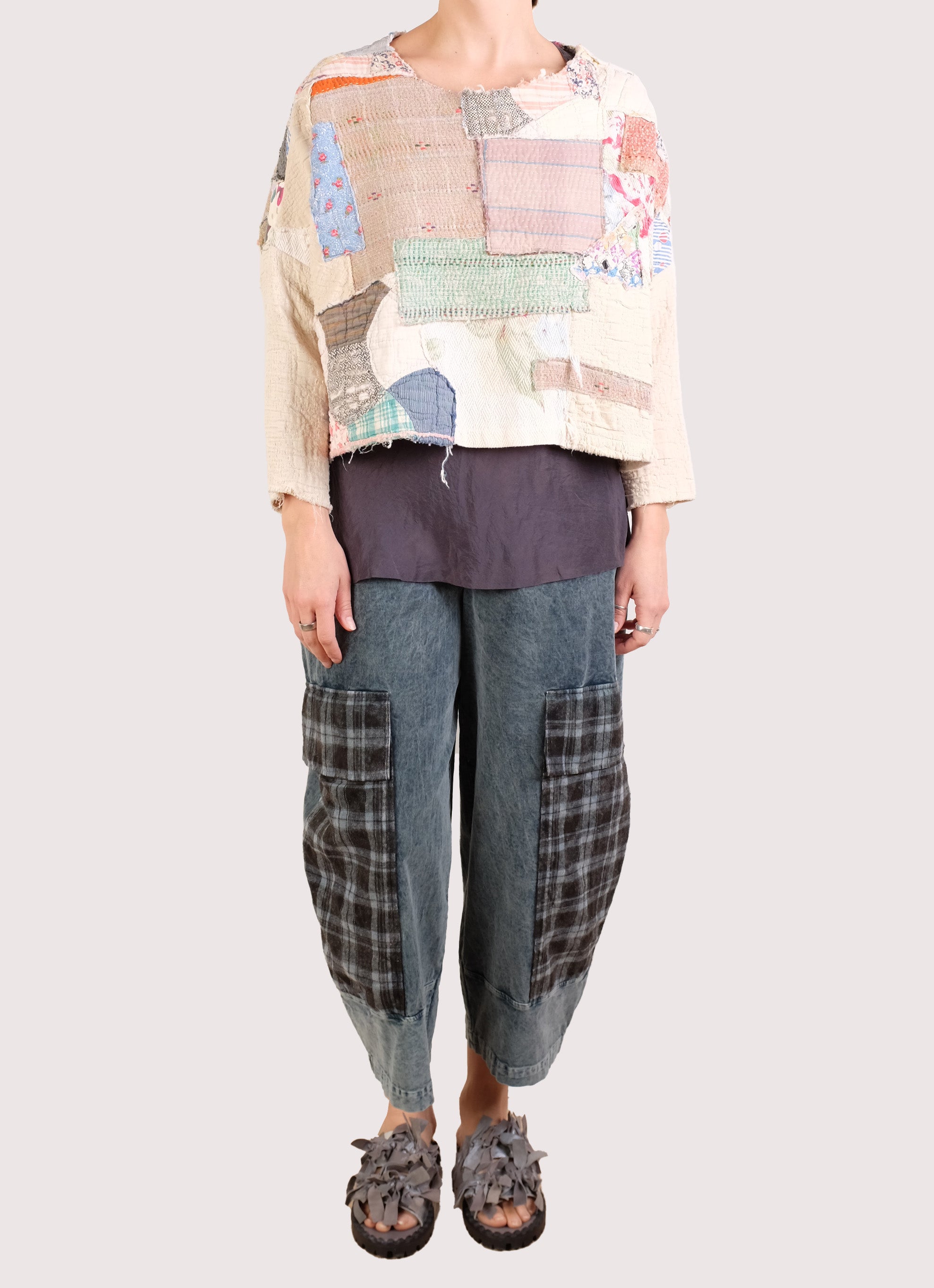 KQ Vintage Quilt Patchwork Crop Topper