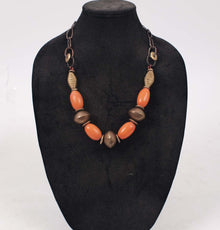  Debe Dohrer African Orange Glass Bead Necklace