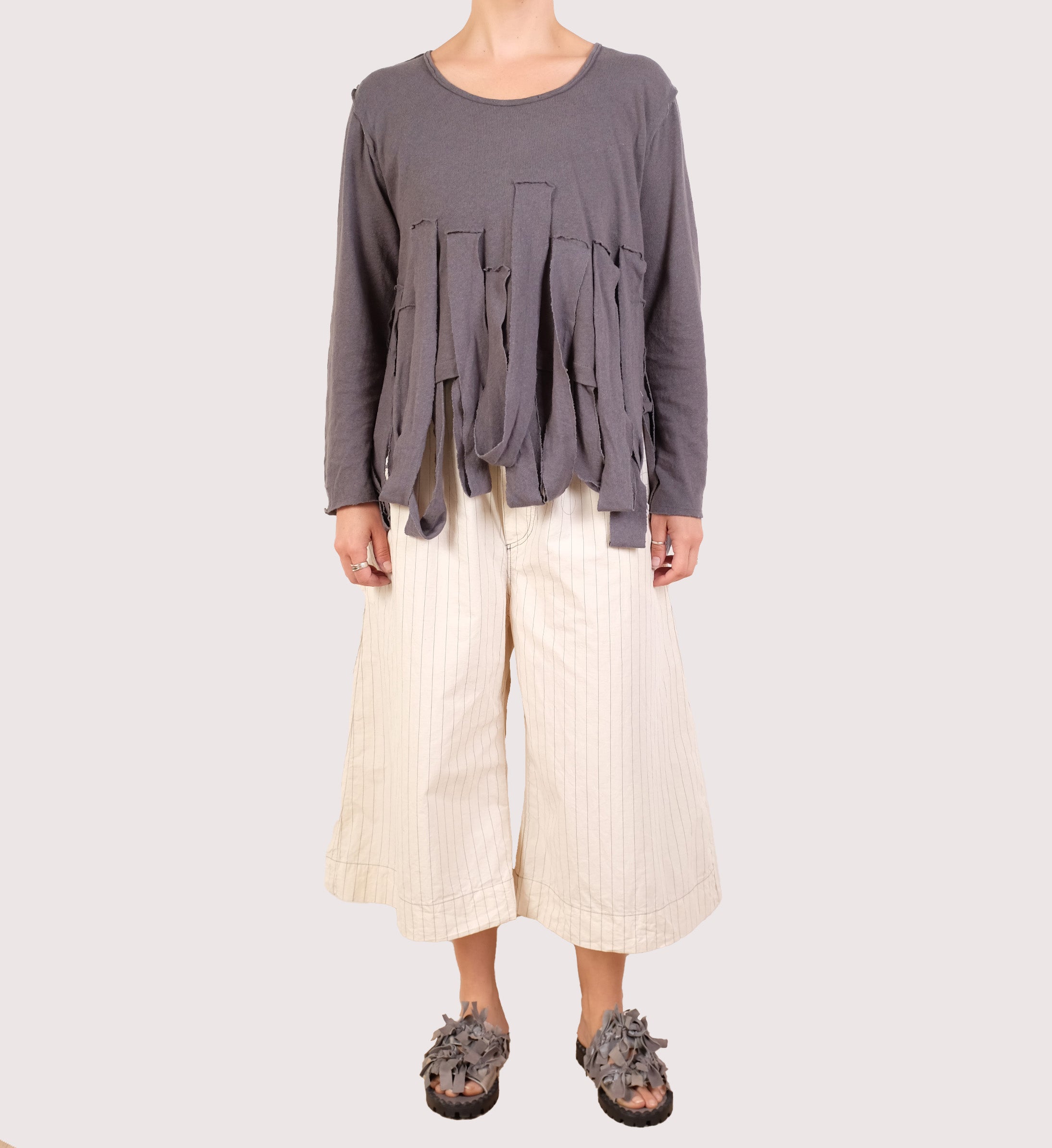 Bodil Graphite Linen Knit Top