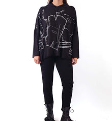  Paper Temples East Hoodie in Black/White Pattern Print